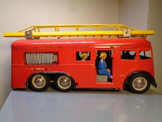 JOUSTRA FRANCE VINTAGE TINPLATE FIRE ENGINE TRUCK SAPEURS POMPIERS VERY RARE VG 2