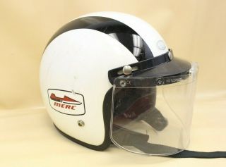 Vintage Rare Merc Mercury Snowmobile Open Face White Black Red Helmet Size M