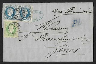 Smyrne Austrian Post Office To Italy 23 Soldi On Cover 1871 Rare