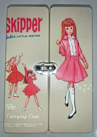 Vintage Rare 1964 Mattel Skipper Tan Carrying Case W/ Doll Clothes Accessories