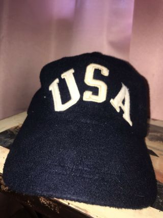 Rare Vintage Polo Hat.  Usa Polo Ralph Lauren Fleece Fitted Ball Cap.  Retro 90s