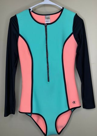 Rare Vintage Vtg Women’s Neon Body Glove Wetsuit Swimsuit Size M Medium Baywatch