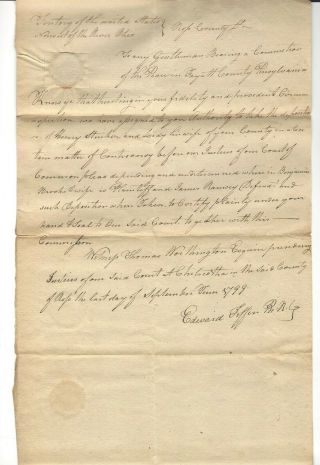 Rare 1799 Northwest Territory Document Signed By Edward Tiffin 1st Ohio Governor