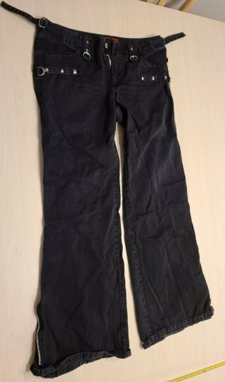 Tripp Nyc Size 7 Pants Gothic Punk Grudge Rare Black Zipper Studs Hot Topic