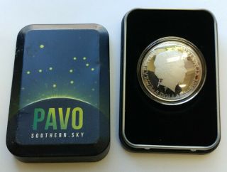 Rare 2012 Australia Southern Sky Pavo Proof $5 1 Ozt.  999 Fine Silver Domed Coin