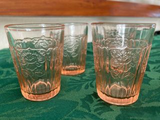 Vintage Rare Pink Depression Shot Glasses (4) Stand 2 1/4 " Mayfair Open Rose