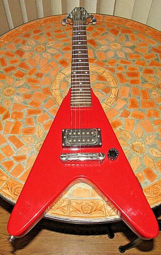 Rare Red Gibson Maestro Roadie Electric Mini Flying V Travel Guitar - - Cool