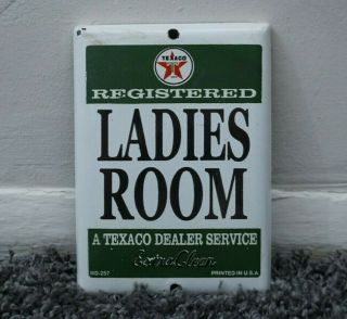 Vintage Texaco Restroom Porcelain Sign Gas Service Station Oil Rare Pump Ladies