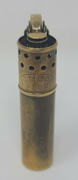Rare Vintage Imco 2200 Brass Trench Style Pocket Lighter - Made In Austria