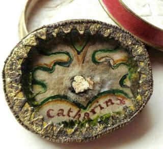 Precious & Rare Antique Reliquary With First Class Relic From Saint Catherine