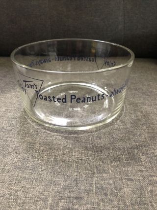 Rare Vintage Tom’s Toasted Peanuts Half Jar Bowl Glass Counter Display