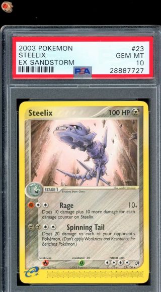 Steelix Non - Holo Rare 2003 Pokemon Card 23/100 Ex Sandstorm Set Psa 10 Gem
