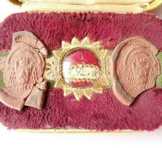 Rare Antique Reliquary Box With Hair Relic To His Holiness Pope Pius Ix