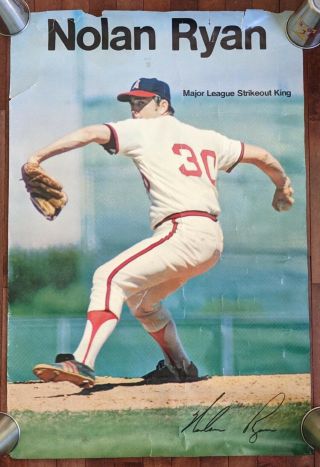Vintage Large Nolan Ryan Major League Strikeout King Poster 1974 Angels Rare