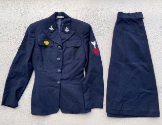 Wwii Us Navy Waves Named Dress Blue Uniform Jacket And Skirt Female Rare