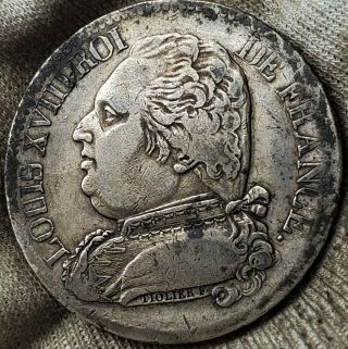 5 Francs 1815 L Bayonne Louis Xviii Roi De France Dressed Bust Very Rare G