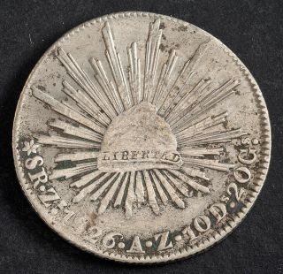 1826,  Mexico (1st Republic).  Silver 8 Reales Coin.  Zacatecas Rare Early - Date