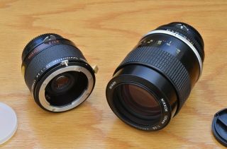 Rare Nikon Nikkor 135mm F2.  8 Lens & Tc - 1 Teleconverter Pristine Optics