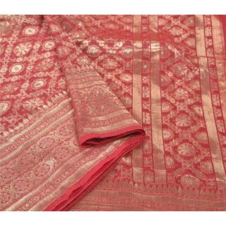 Sanskriti Vintage Red Heavy Sarees Pure Silk Woven Rare Kanjivaram Sari Fabric