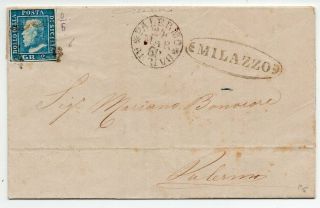 1859 Italy Sicily Cover Sa 6 Milazzo Rare Cancel $1550.  00