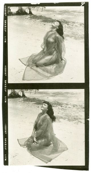 Rare Bettie Page Beach 1954 Contact Sheet Photograph Bunny Yeager Pinup