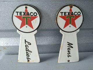 Vintage Texaco Mens And Ladies Porcelain Signs (rare) Complete Set