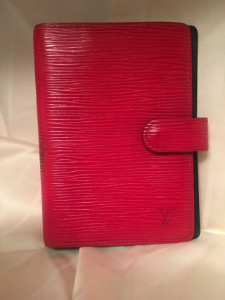 Rare Authentic Vtg Louis Vuitton Red Epi Agenda Pm Day Planner Cover R20057