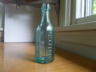 J.  N.  Gerdes S.  F.  Mineral Water Rare 8 Sided 1870s Applied Blob Top Soda Bottle