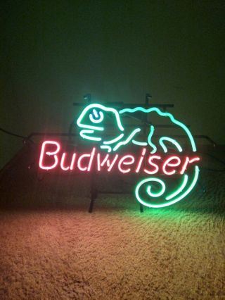 Vintage Budweiser Louie The Lizard Neon Sign Rare Made In Usa 22 " L X 17 " W