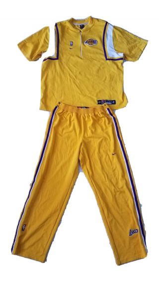 Vintage Rare La Los Angeles Lakers Warm Up Suit Jersey Nike Shirt Mens Sz 2xl