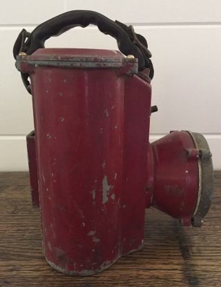 Antique Dry Cell Battery Operated Fire Department Hand Lantern Rare Industrial 2