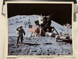 Jim Irwin Signed Autographed Apollo 15 8x10 Photo Moonwalker Nasa Flag Rare