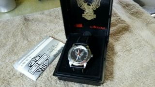 Harley Davidson Wrist Watch Bulova 76a12 Rare Eagle Gift Collectible