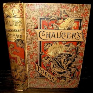 C1880 Geoffrey Chaucer Canterbury Tales Victorian Fine Binding Book Antique Rare