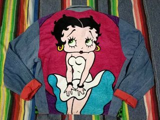 Rare Vintage​ 95s Too​ Cute Betty Boop Jeans Denim​ Cartoon​ Jacket​ Size M