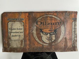 Vintage Early Rare Oilzum 5 Qt Oil Can Flat