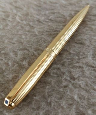 Authentic S.  T.  Dupont Fidelio Pin Striped 18k Gold Plated Ballpoint Pen Rare