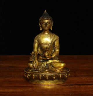 Old Rare Chinese Copper Gilding Statue Buddha (a75)
