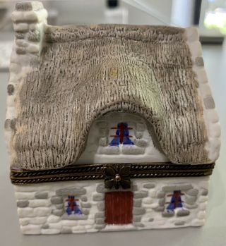 Limoges Peint Main Two Story Rock Cottage Large Collector Box Rare