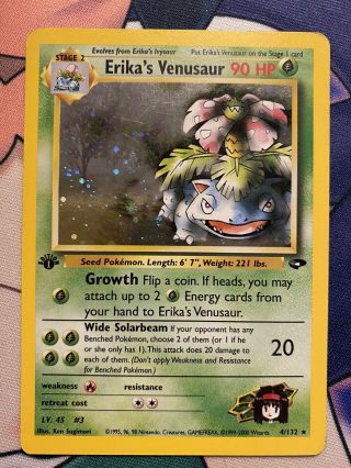 2000 Wotc Pokémon Gym Challenge Erika’s Venusaur 4/132 Holo Rare 1st Edition