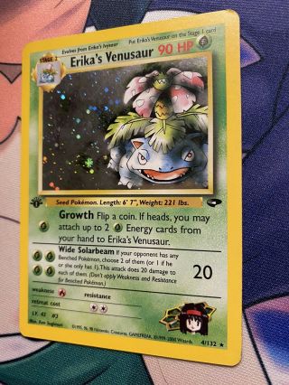 2000 Wotc Pokémon Gym Challenge Erika’s Venusaur 4/132 holo Rare 1st Edition 3