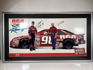 Rare Jeremy Mayfield & Cale Yarborough 98 Signed Rca Dss Racing Framed Poster