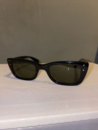 Vtg B&l Ray Ban Caribbean Sleek Black Small Sunglasses No Logo Rare 50s 60s