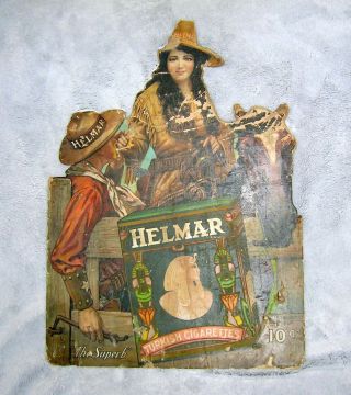 Rare Helmar Turkish Cigarettes Antique Cardboard Store Display Sign