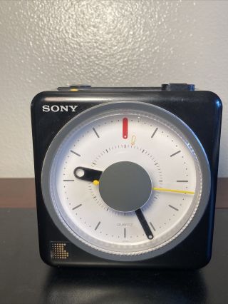 Vintage Sony Icf - A10w Am/fm Radio Alarm Analog Clock Black - Tested/working Rare