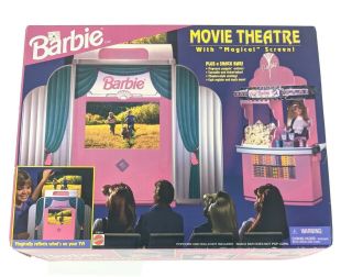 Barbie Movie Theater With Magical Screen Plus Snack Bar Mattel 1995 & Rare Box
