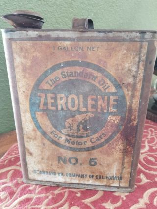 Vintage Rare 1 Gallon Zerolene The Standard Oil Can No.  5