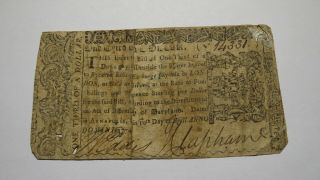 1774 $1/3 Annapolis Maryland Md Colonial Currency Bank Note Bill Rare Issue Usa