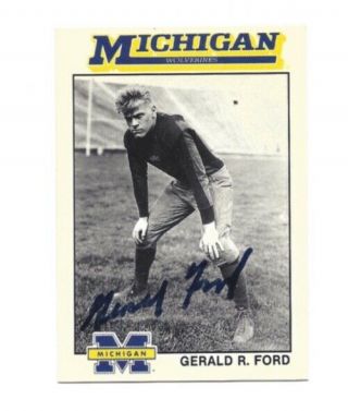President Gerald Ford Autograph Vintage Football Card Michigan Wolverines Rare