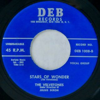 Deb1008 Velvetones Orig Rare R&b Doo Wop 45 Minus Star Of Wonder